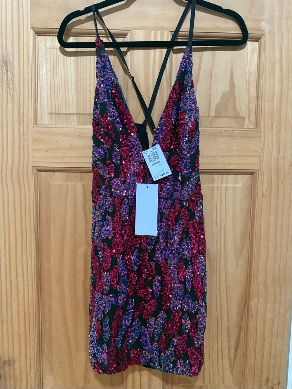 $446 Helsi Women's Purple Sequined V-Neck Mini Dress Size M never worn